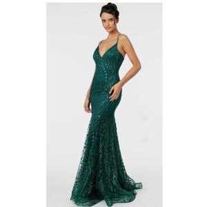 Glitter Mesh Sleeveless Deep V-Neck Mermaid